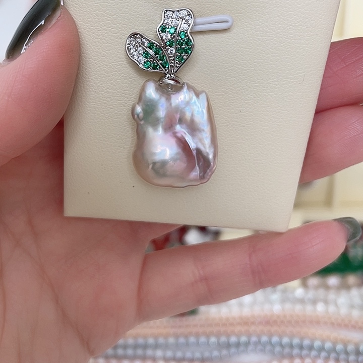 淡水珍珠吊坠(不含链)合金仙粉色胡萝卜中巴