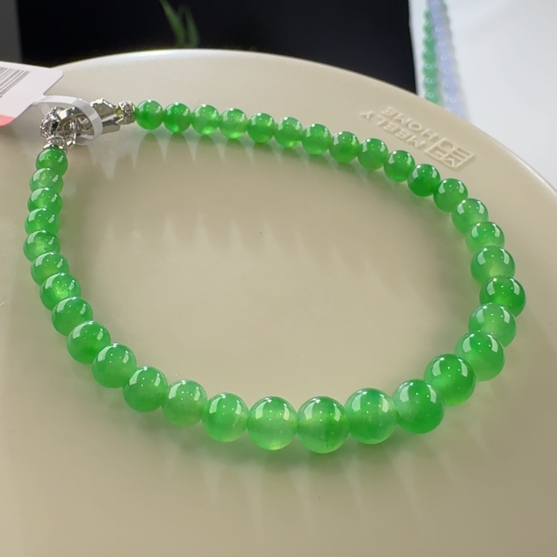 翡翠手链未镶嵌冰阳绿单圈