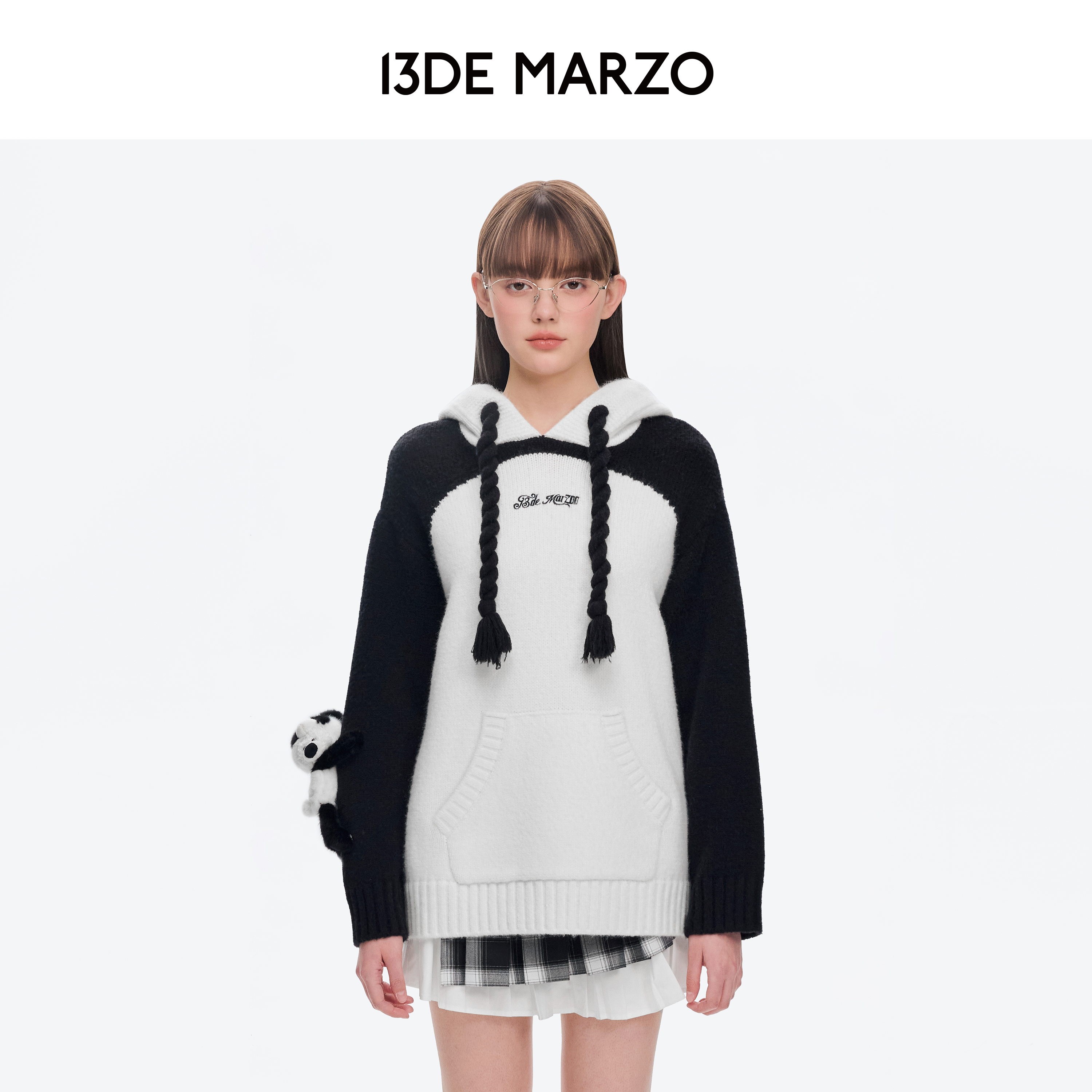 13DE MARZO 2025秋冬新款熊猫小熊玩偶连帽毛衣针织衫专柜同款