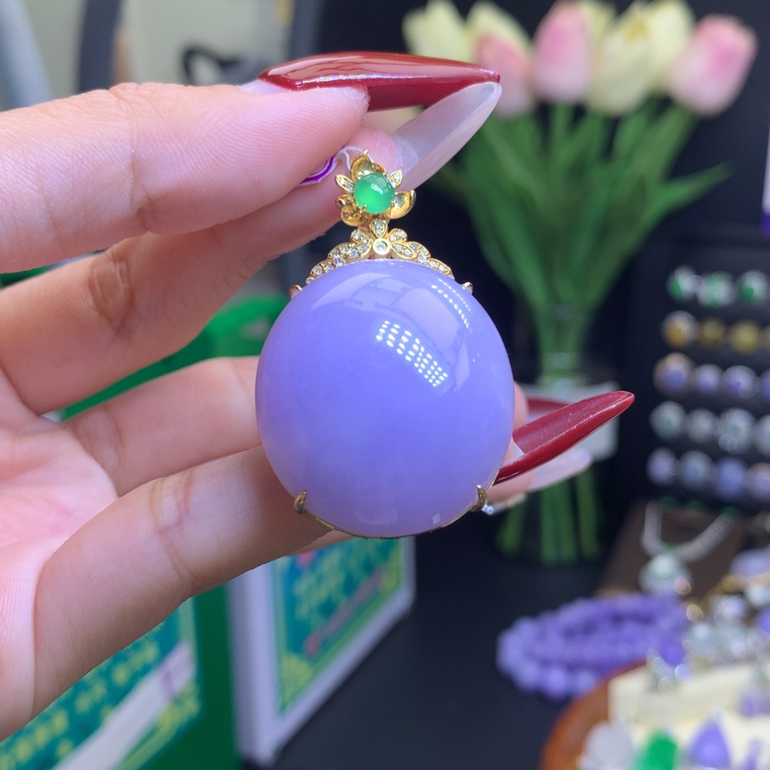 翡翠颈饰18K金镶嵌天然