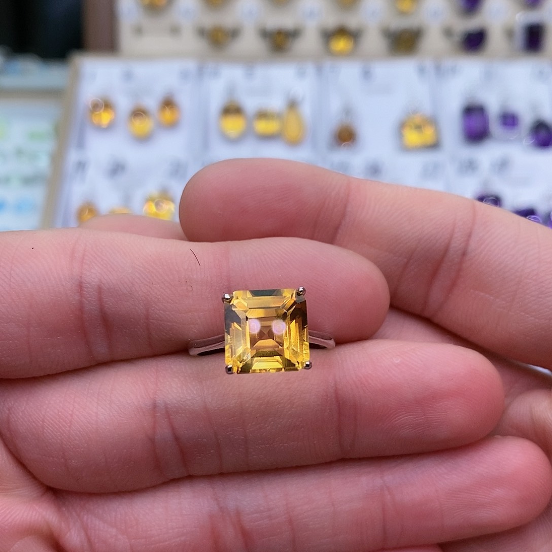 黄晶纯天然黄水晶银S925镶嵌