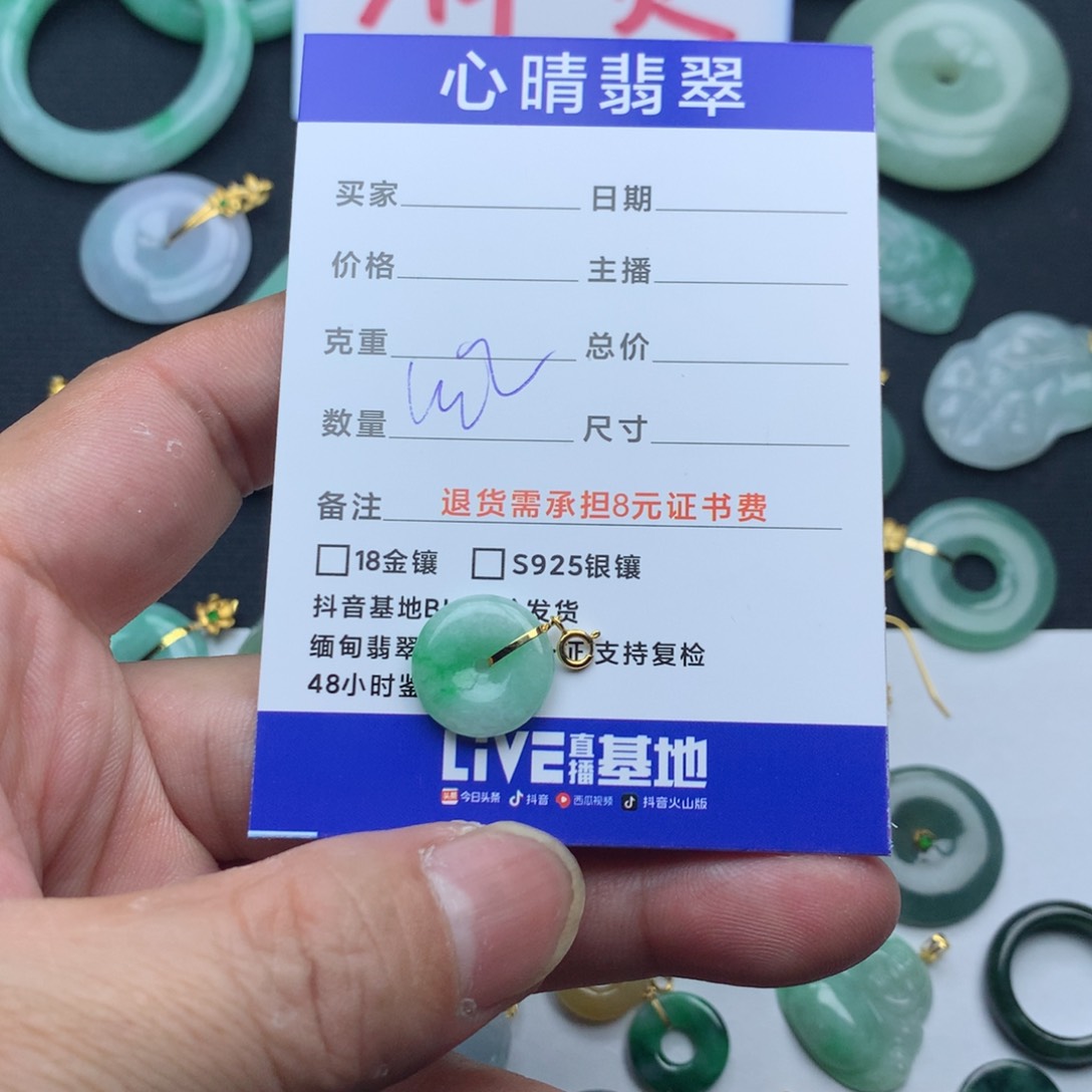 翡翠颈饰18K金镶嵌初***m平安扣