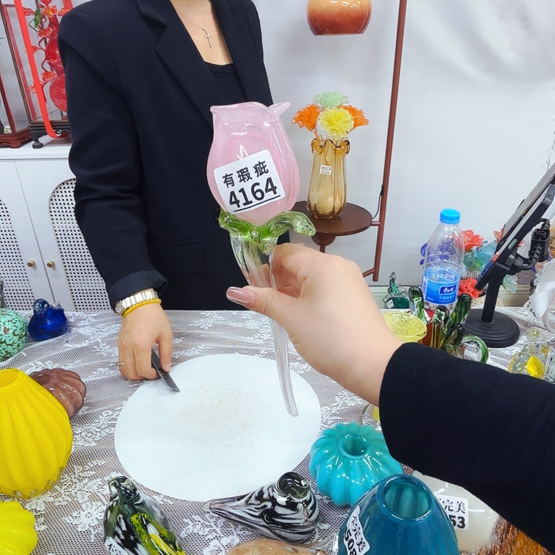 玫瑰4164 安妮家居琉璃摆件瑕疵