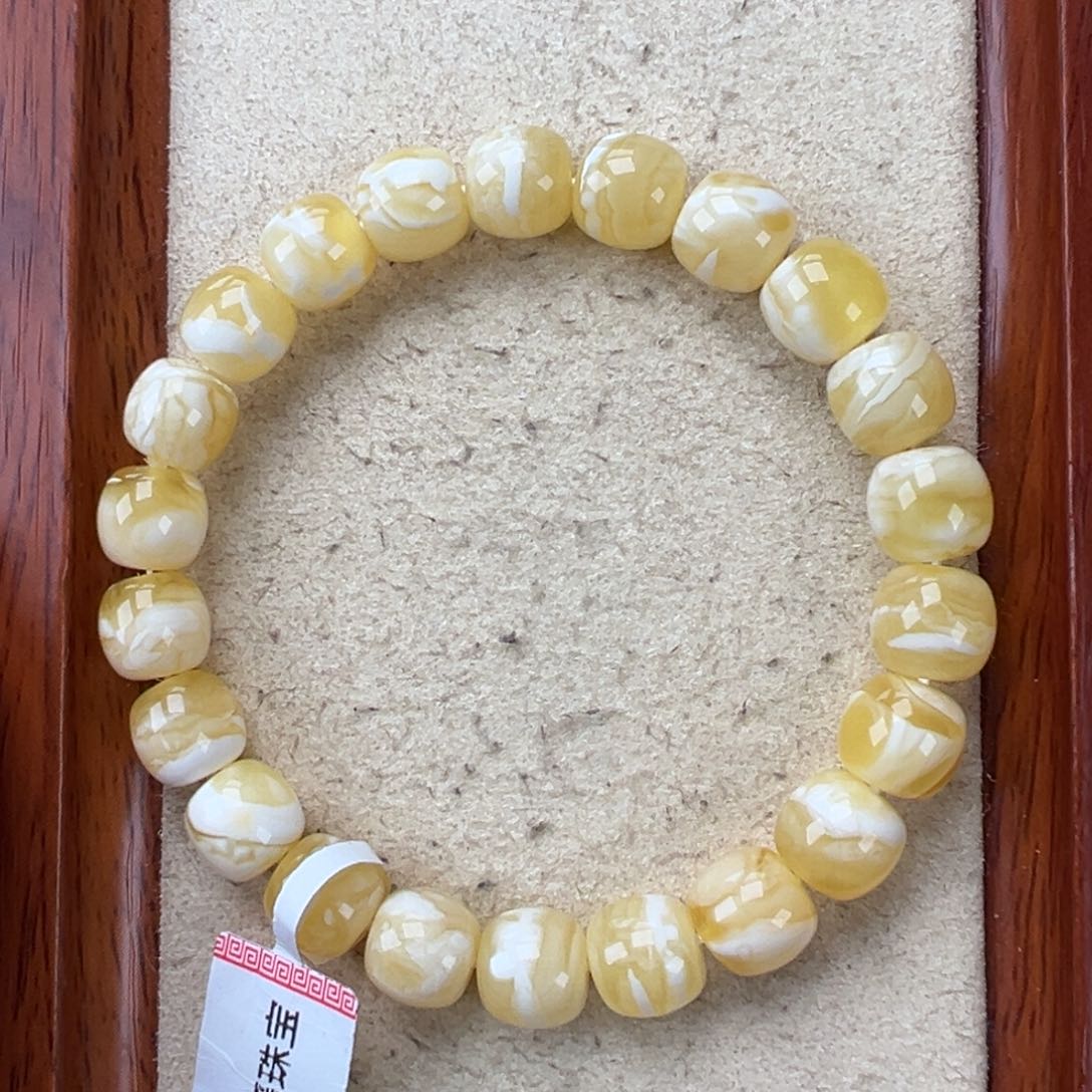 琥珀手链未镶嵌11.79金瓷白