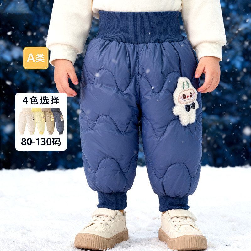 折扣儿童羽绒裤外穿冬季新款男女童加厚白鸭绒婴儿宝宝高腰裤子潮