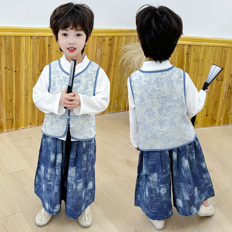 幼儿园中秋节民族汉服男童古风帅气国学表演服宝宝中国风小童唐装