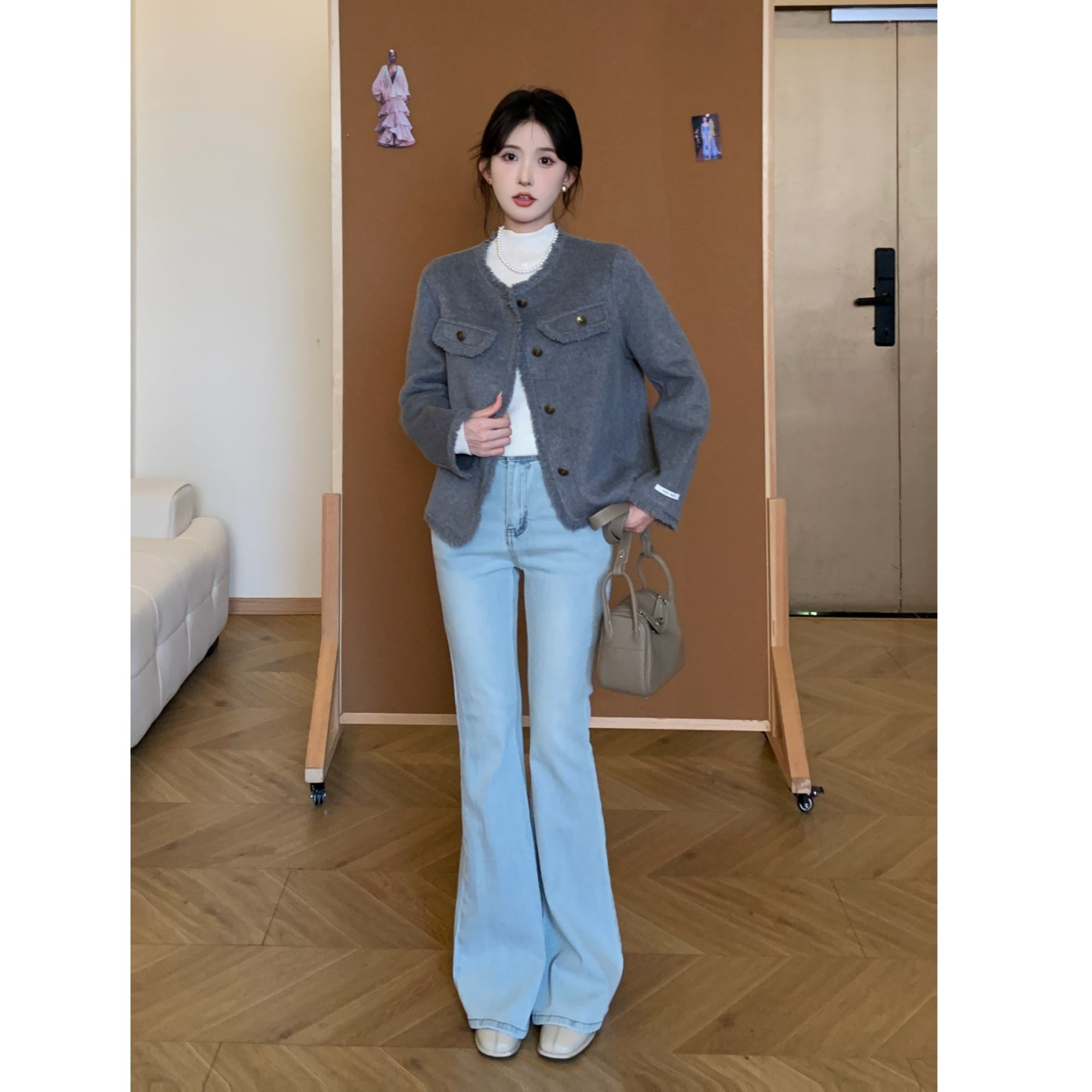 SHAOER【粉丝专属】小香芋流苏短款双面妮羊毛外套BQY2505058