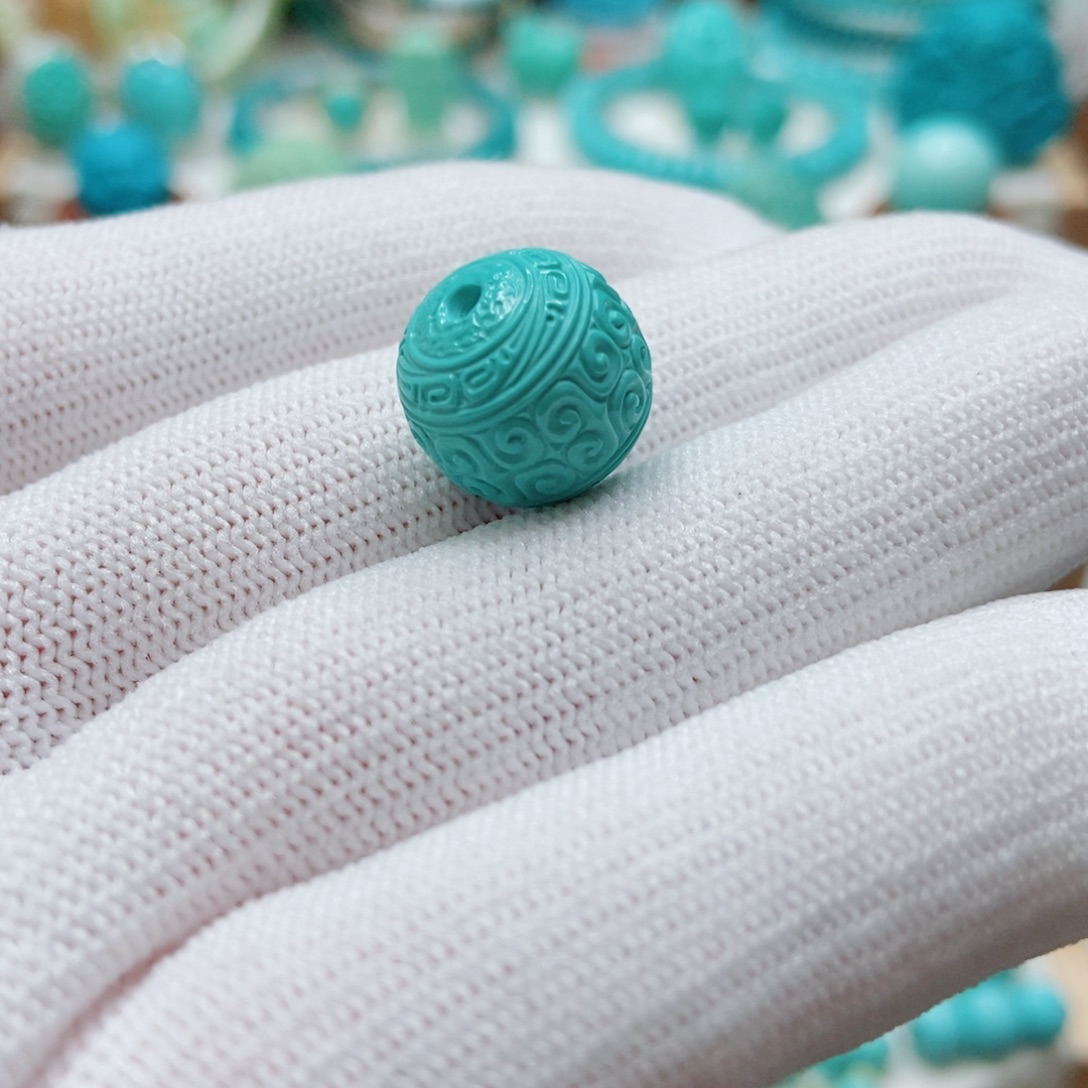 绿松石未镶嵌回纹珠12.5m