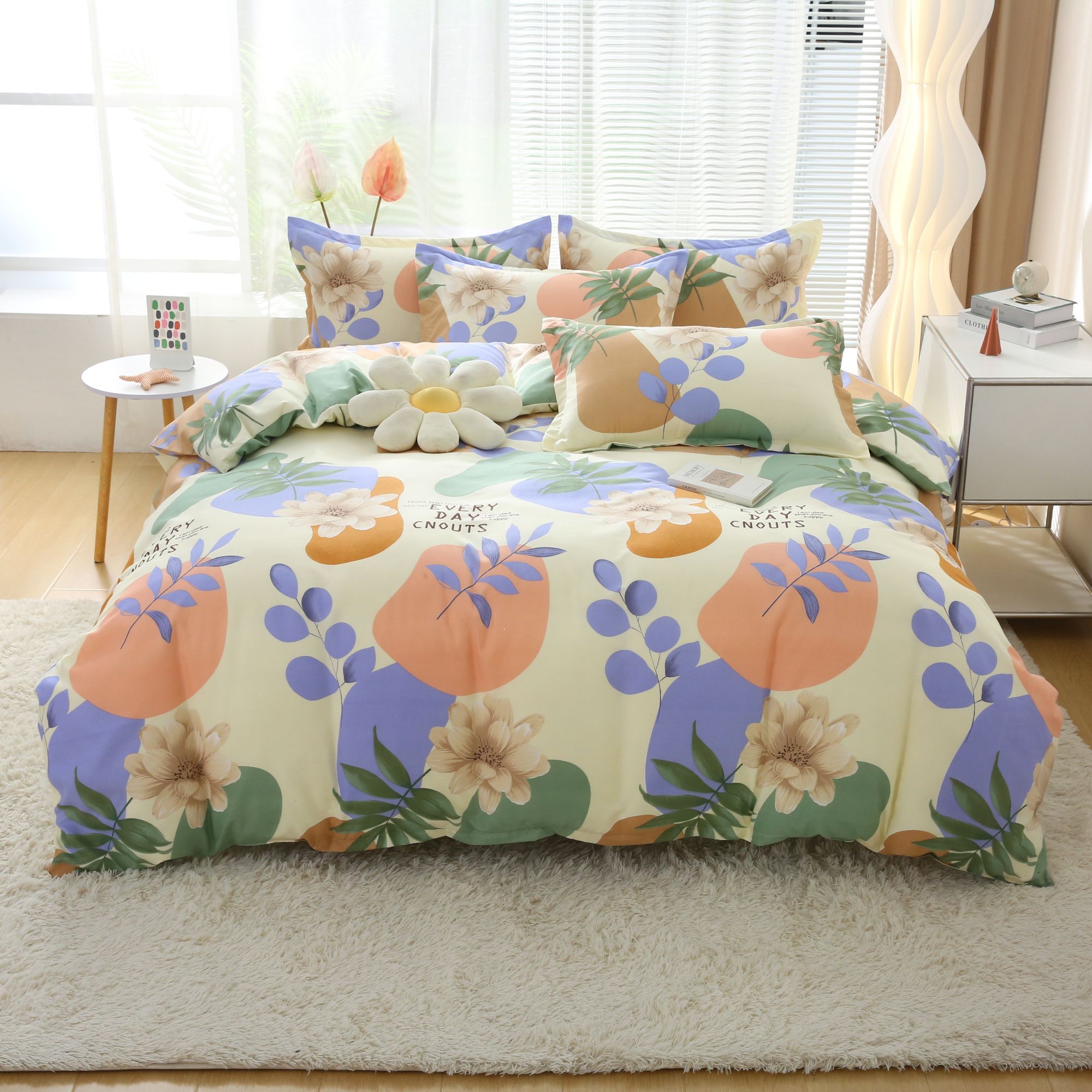 四季通用新款80支家用轻奢田园风舒适加密床单【花间】