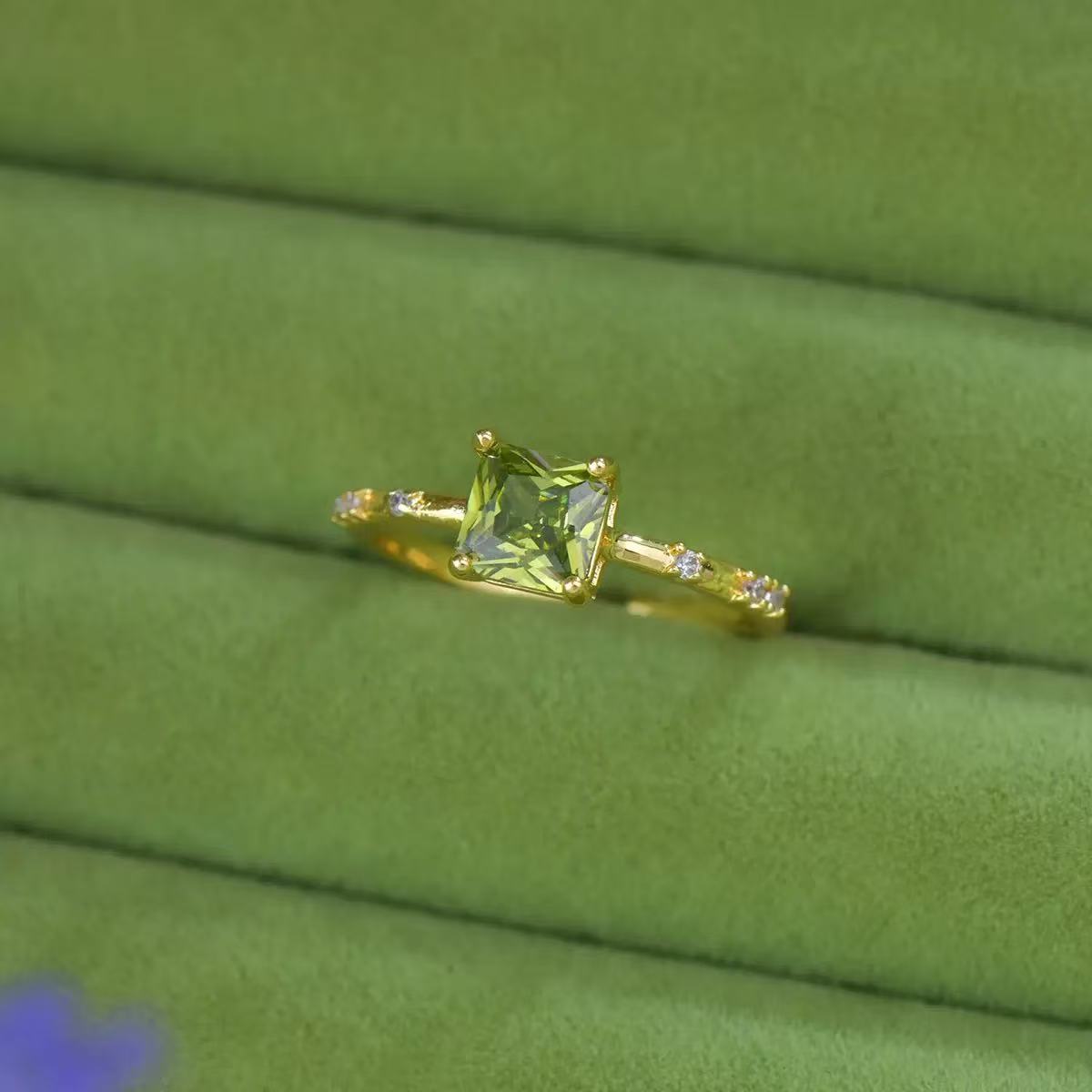 铜合金戒指 主页视频同款惊叶鸿绿甜美风活口复古指环