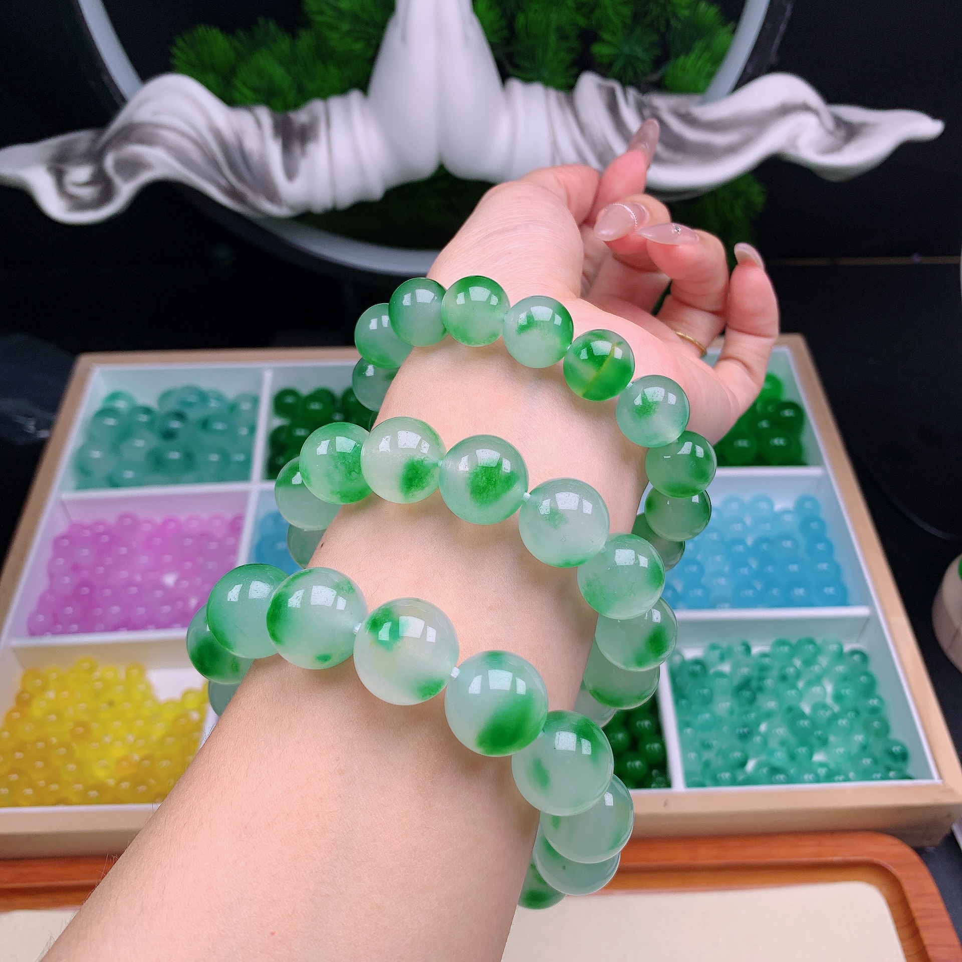 天然缅A翡翠飘绿 散珠专属链接（拍多大发多大，所见即所得）