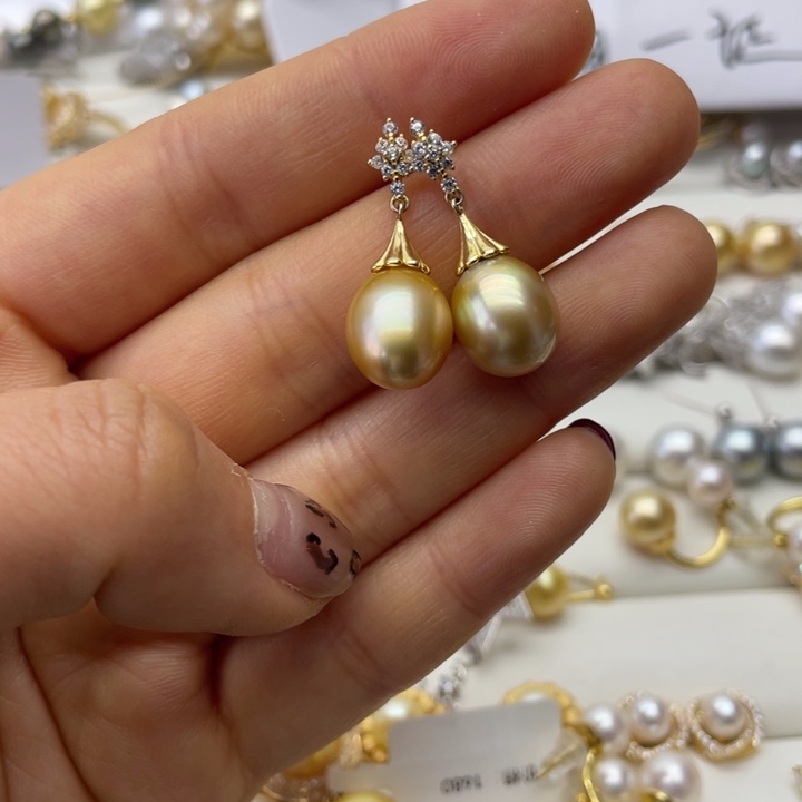 海水珍珠耳饰银S925镶嵌