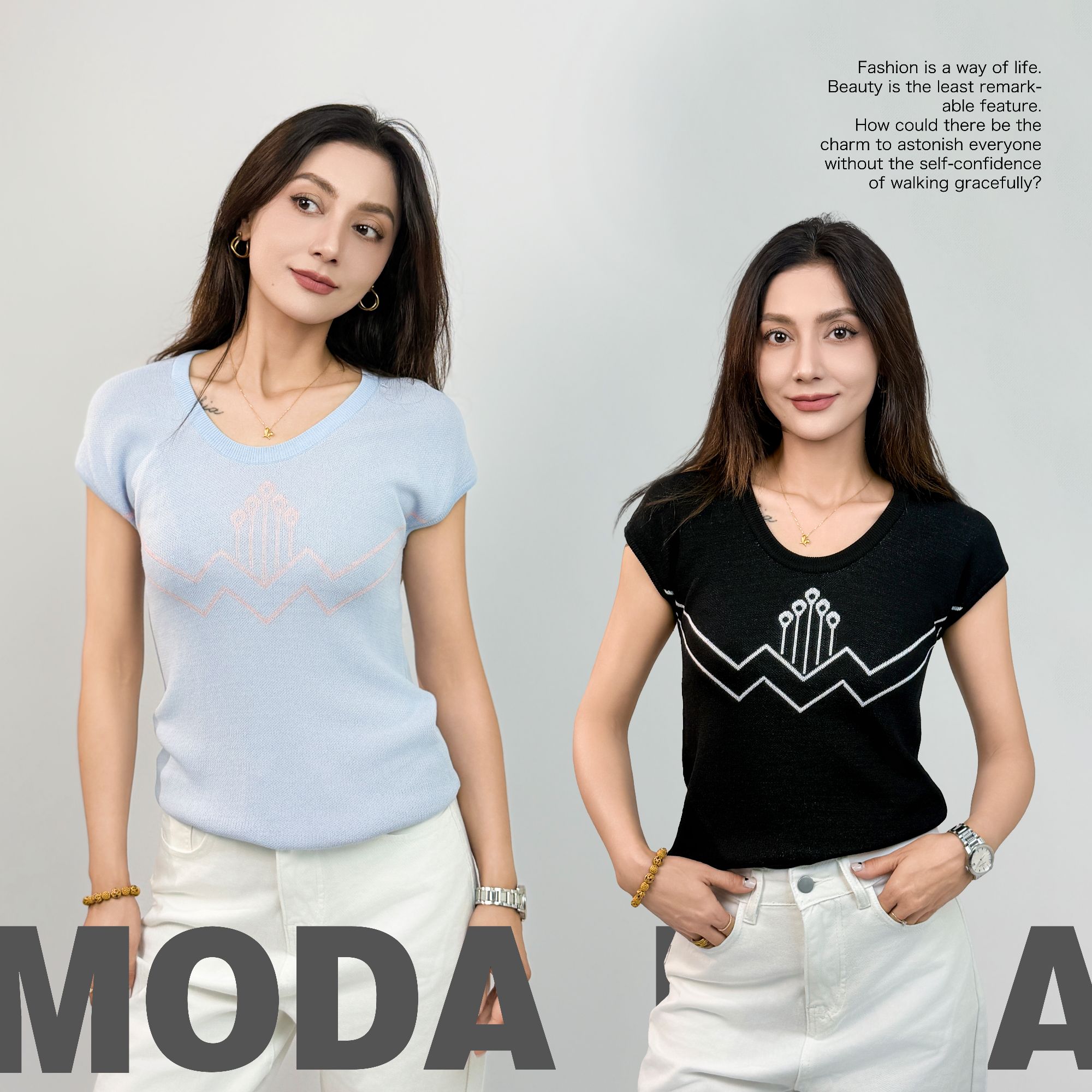 茉达霓莎MODANISA民族风刺绣针T织设计女装潮牌女装（mdn-200）