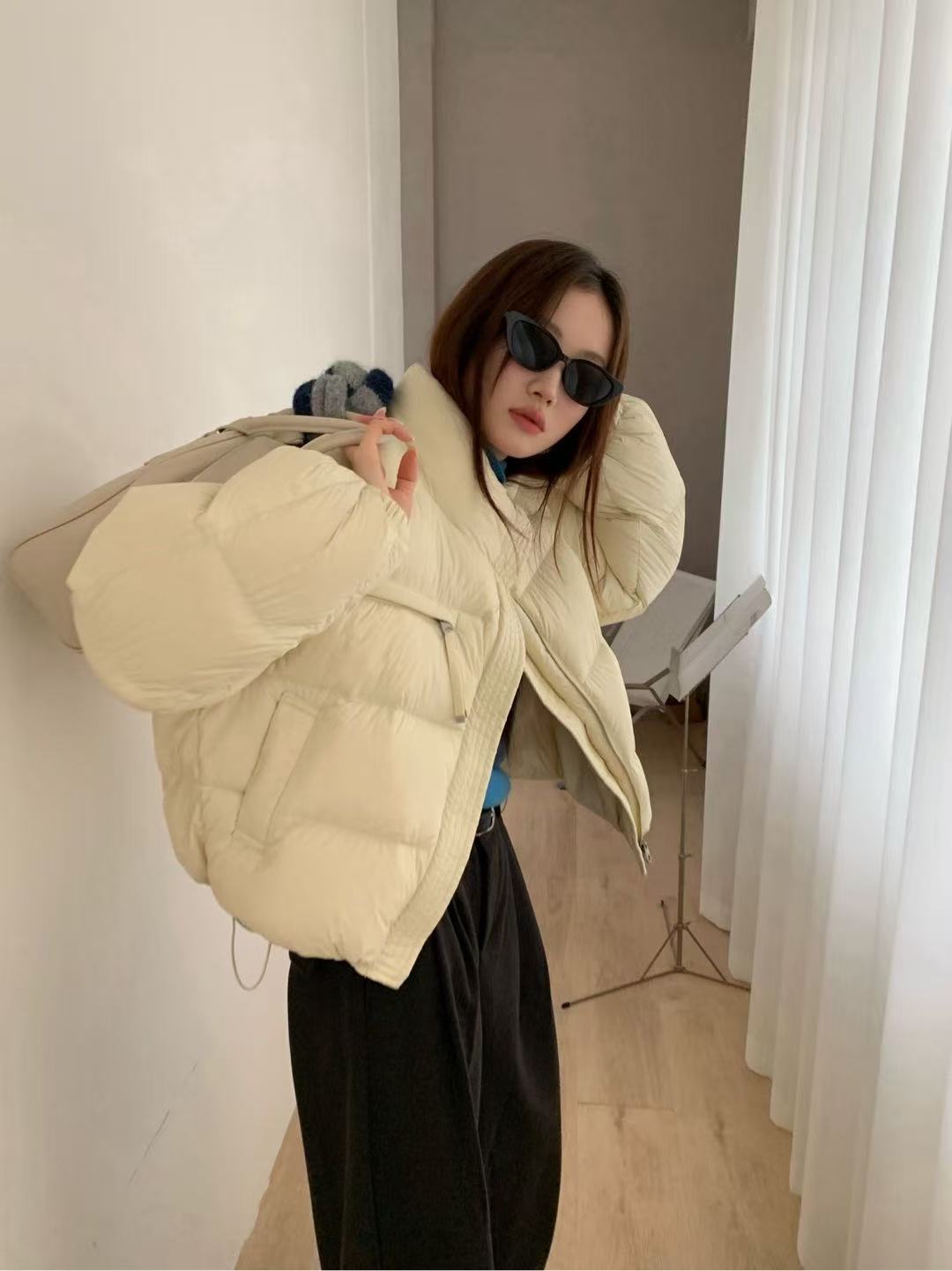 新国标90白鸭绒泡芙立领羽绒服小个子短款时尚百搭宽松韩版秋冬
