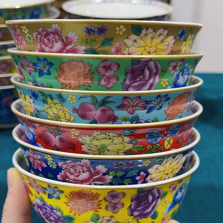 景德镇高端瓷器5寸6个混色