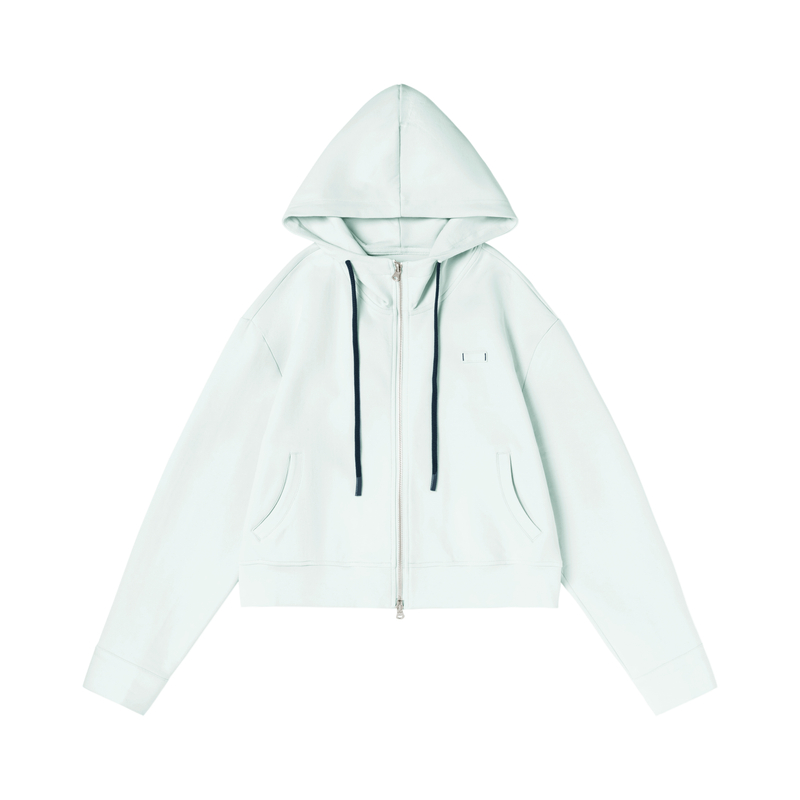 C02022春季新款简约休闲宽松纯色连帽卫衣外套