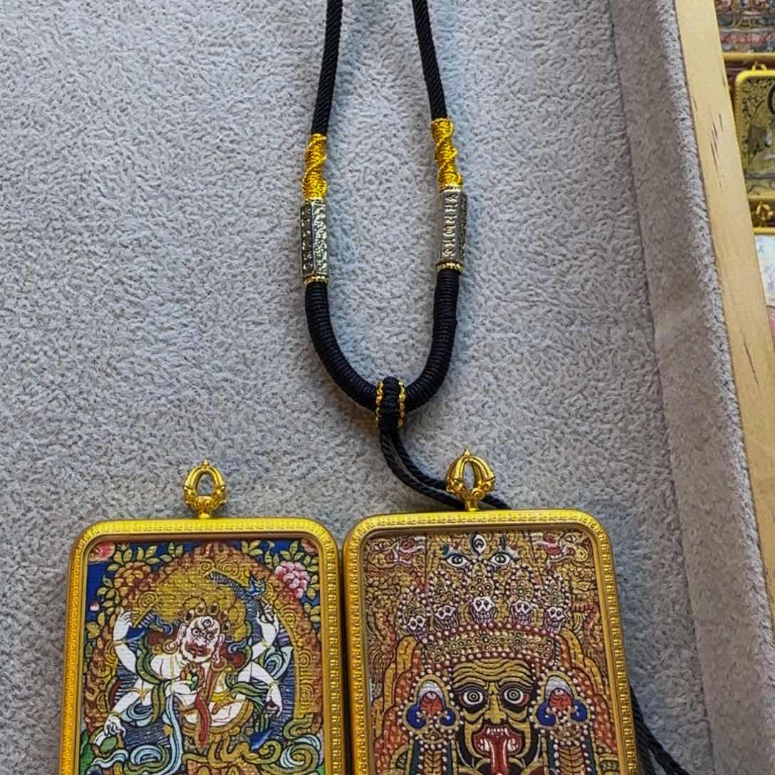 吊坠金***帆手绘唐卡双面唐卡