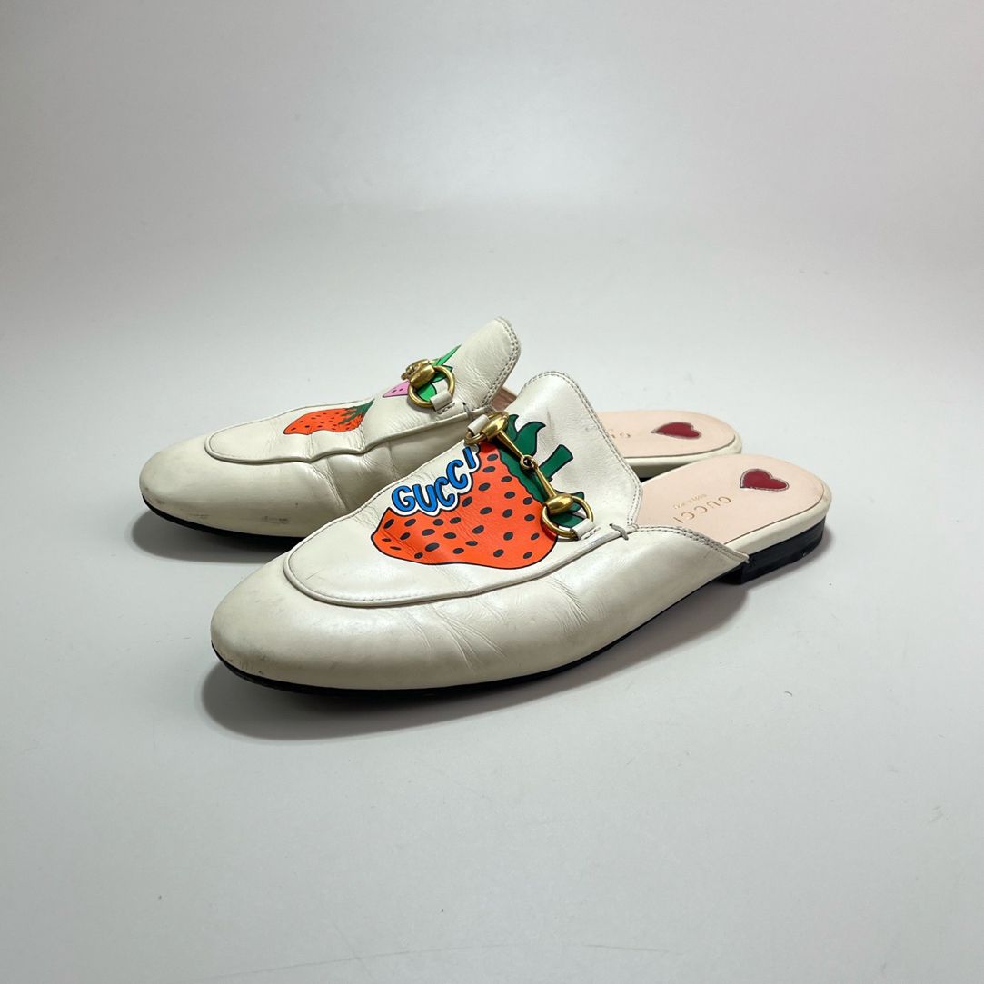 95新 GUCCI/古驰 GUCCI古驰草莓平底拖鞋39码15358