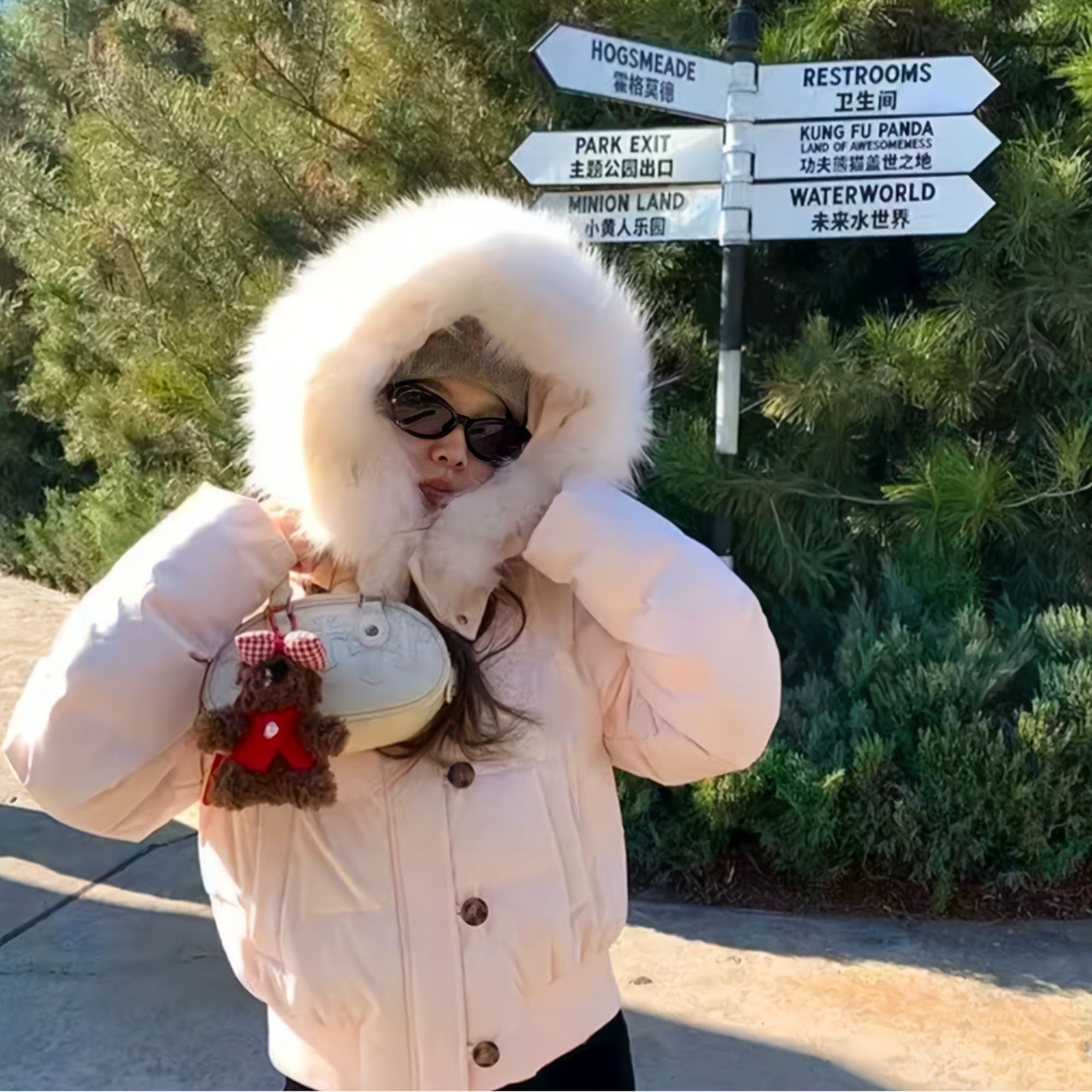 大毛领短款派克服长袖保暖连帽厚棉衣休闲甜辣千金风棉服