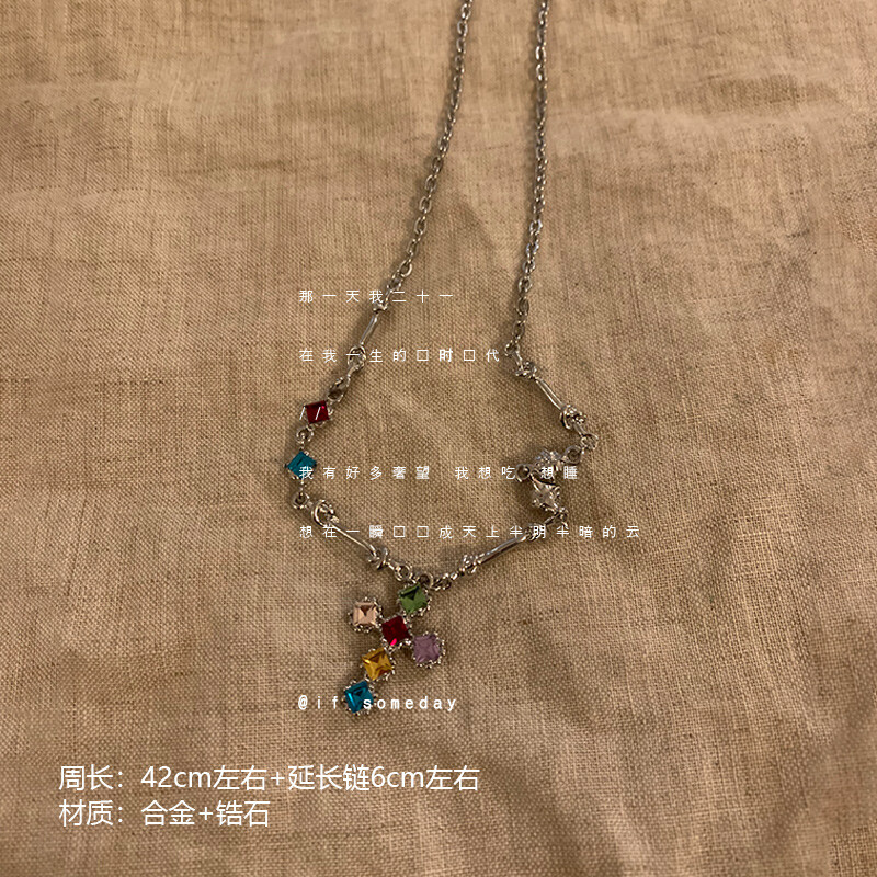 合金莫桑石项链 项链小众百搭设计感时尚个性冷淡风项链10696-01 