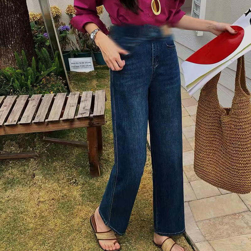 直筒弹力软牛仔裤女2025秋季新款显瘦宽松时尚休闲牛仔裤 6670