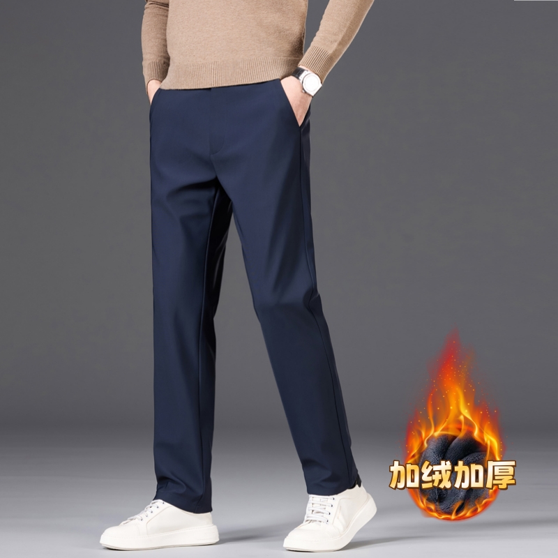 暖意随型 蓄热暖绒冬季加绒男士商务休闲西裤抗皱免烫合体直筒