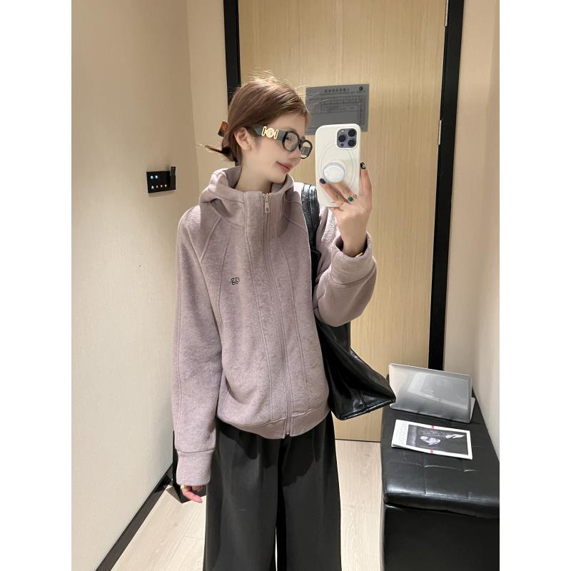 小雅姐姐 韩版纯色宽松休闲加绒连帽外套II75