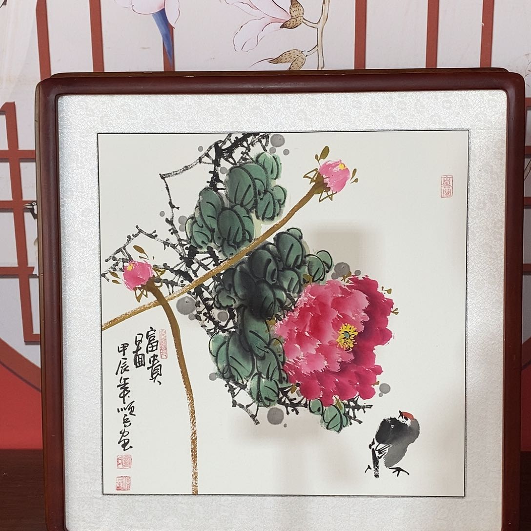 国画带框尺寸63✖️63手绘包邮