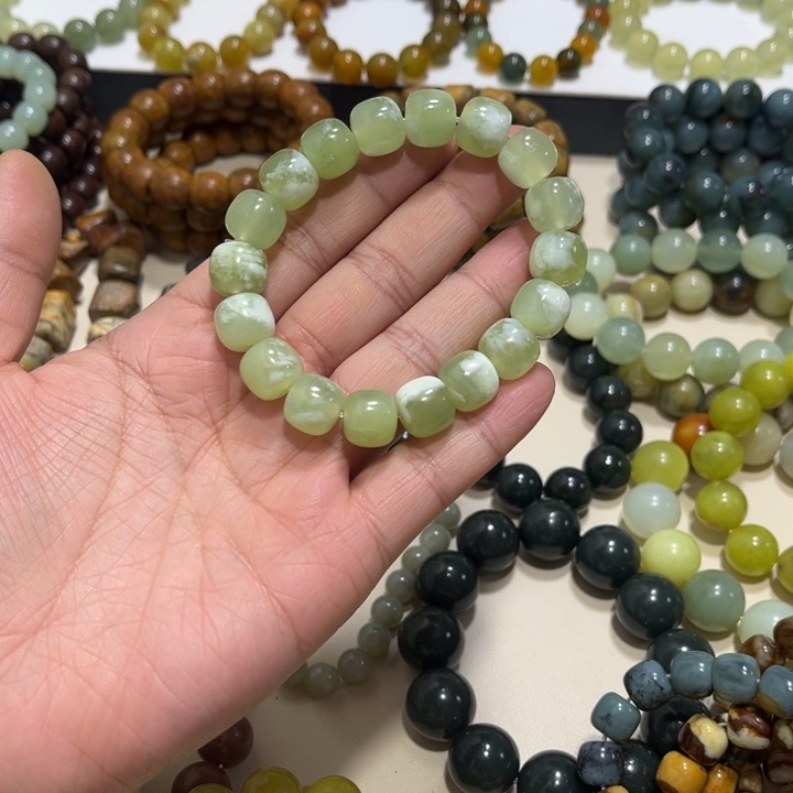 蛇纹石玉未镶嵌手链卡12