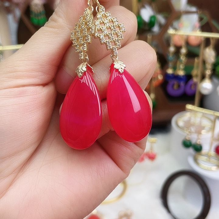 玛瑙/玉髓耳钉合金