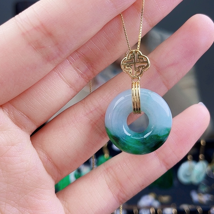 翡翠颈饰银S925镶嵌饰品