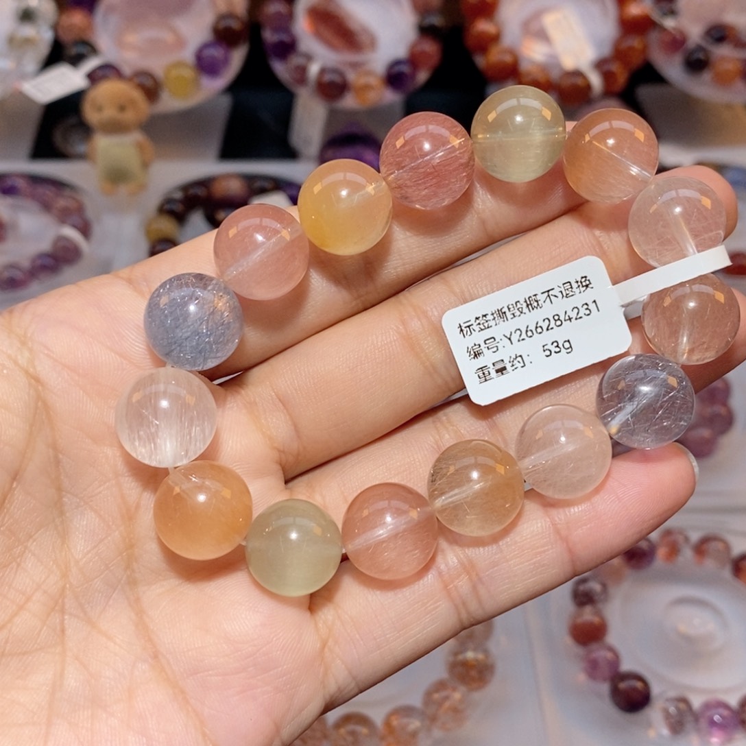 水晶手链未镶嵌彩兔毛手链13.5