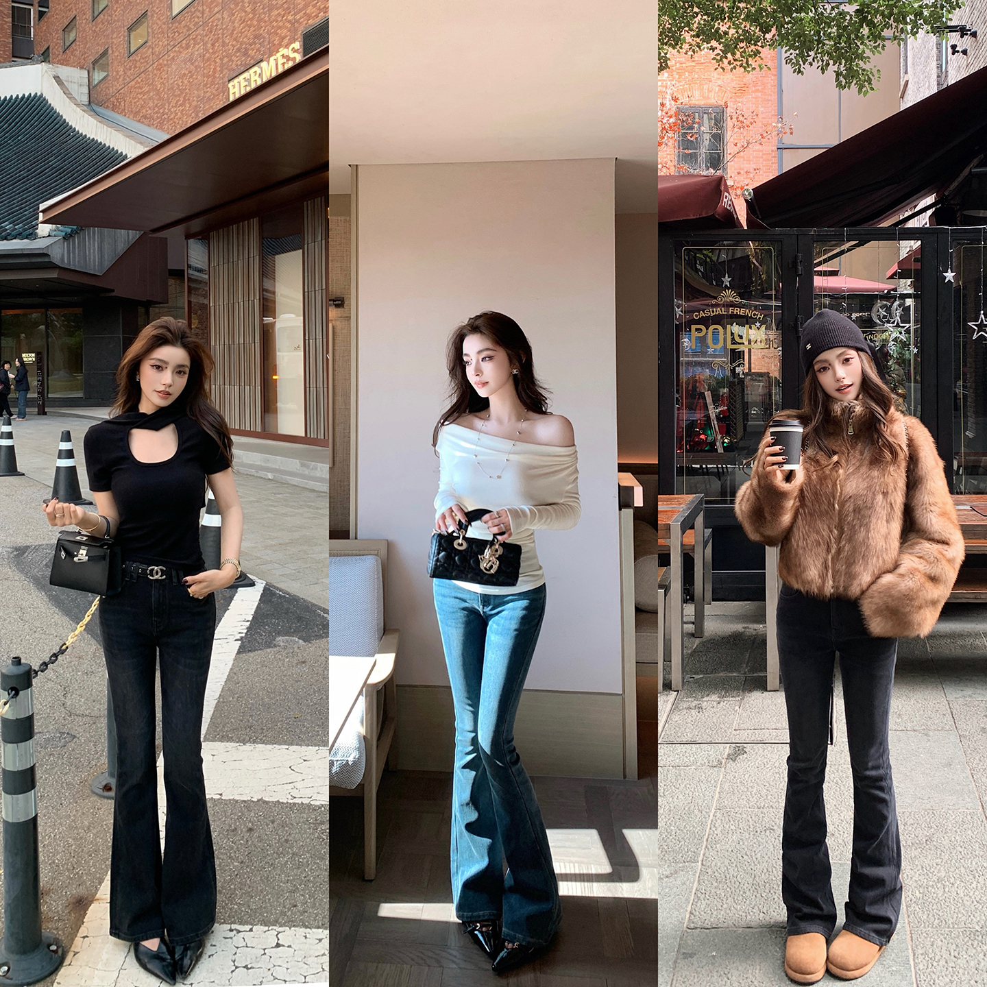 “显瘦竹竿腿"秋冬腿精杀手！复古显瘦人鱼裤修身喇叭牛仔长裤！