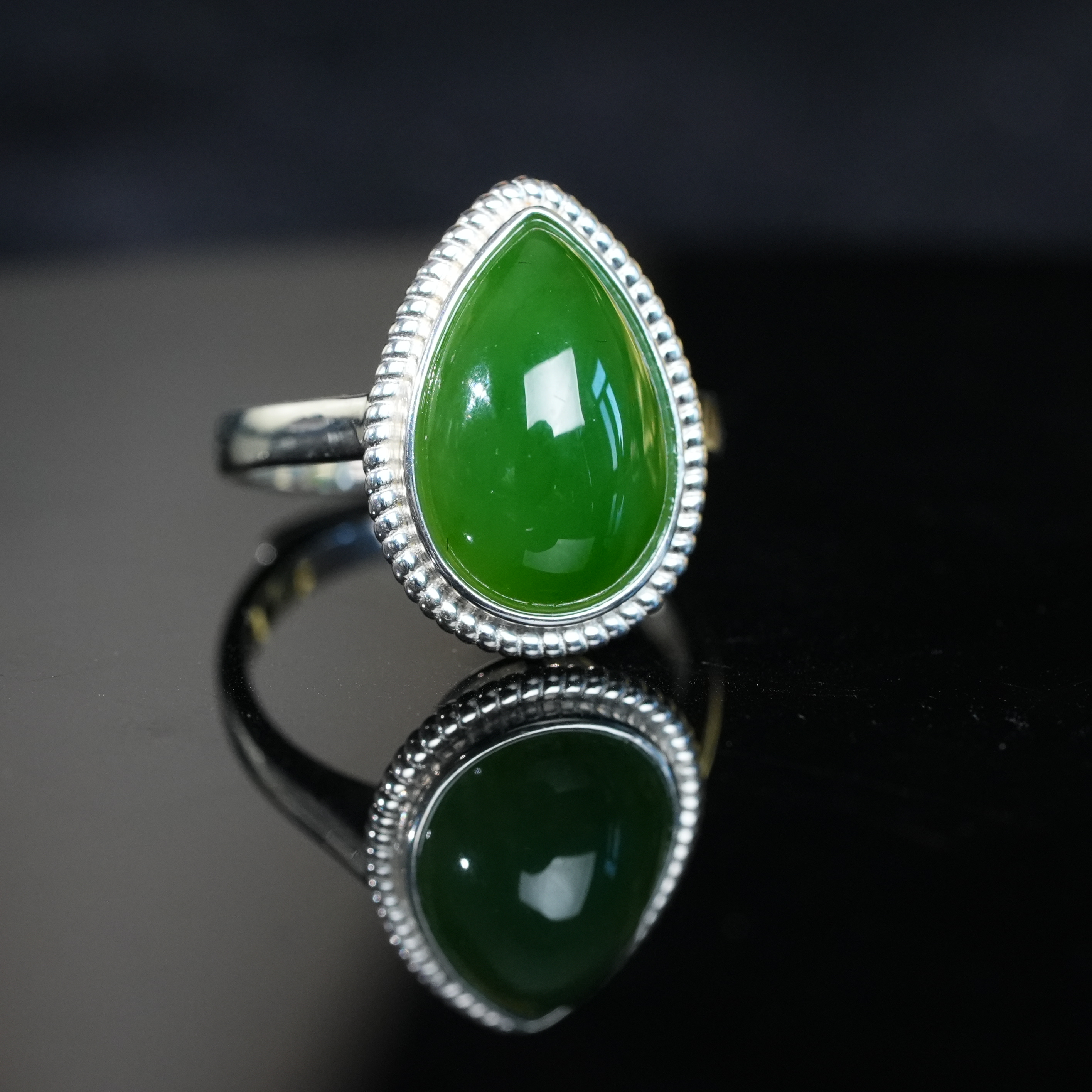 和田玉水滴型开口戒 HT301HT302