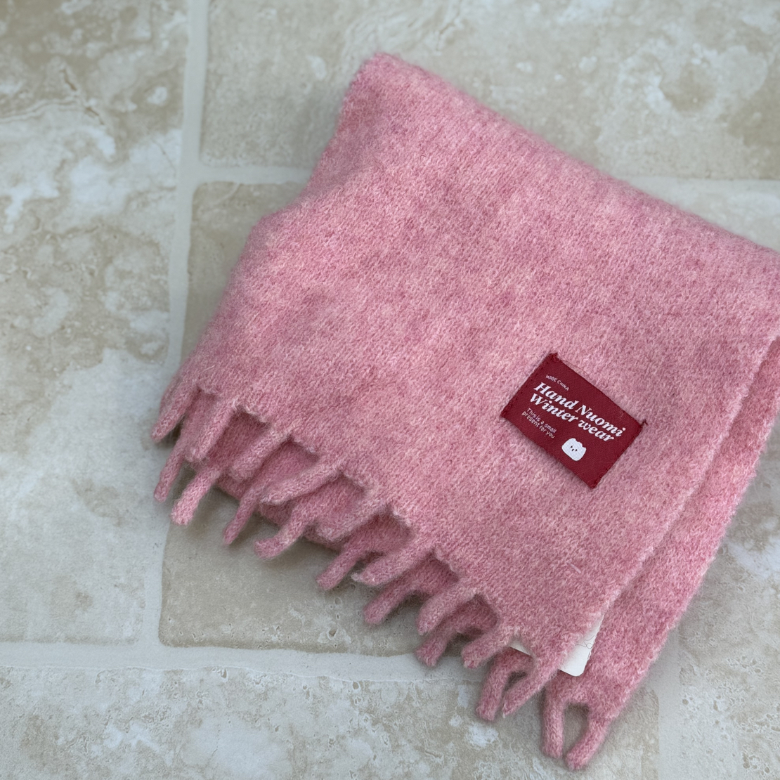 子田推荐-儿童浅粉色小标围巾