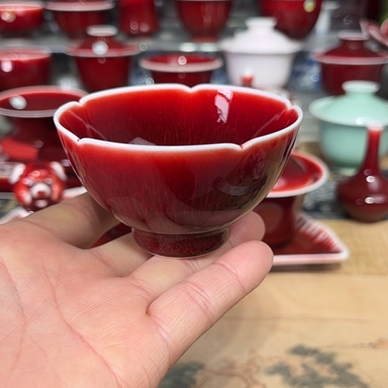 景德镇陶瓷花口鸡心杯