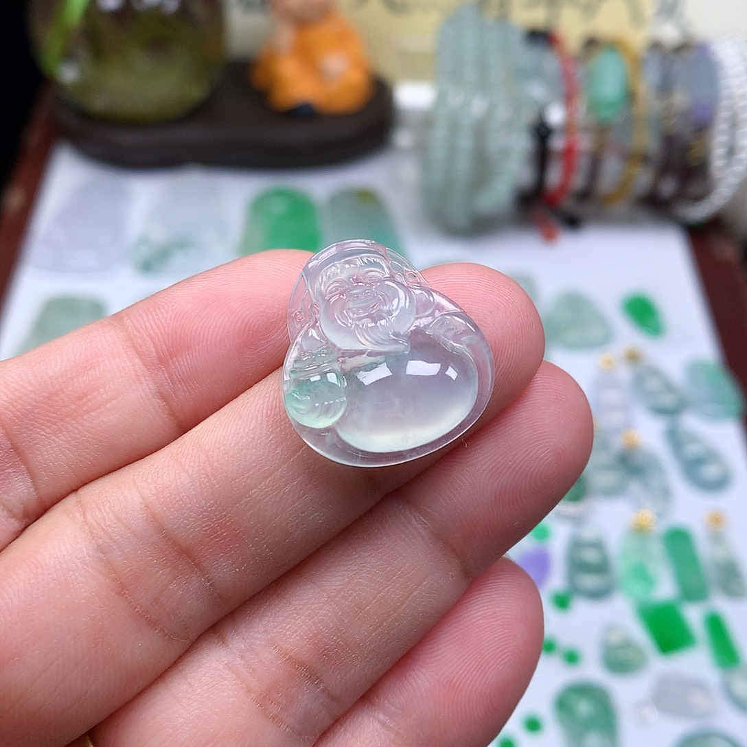 翡翠裸石缅甸天然A货翡翠冰种财神爷