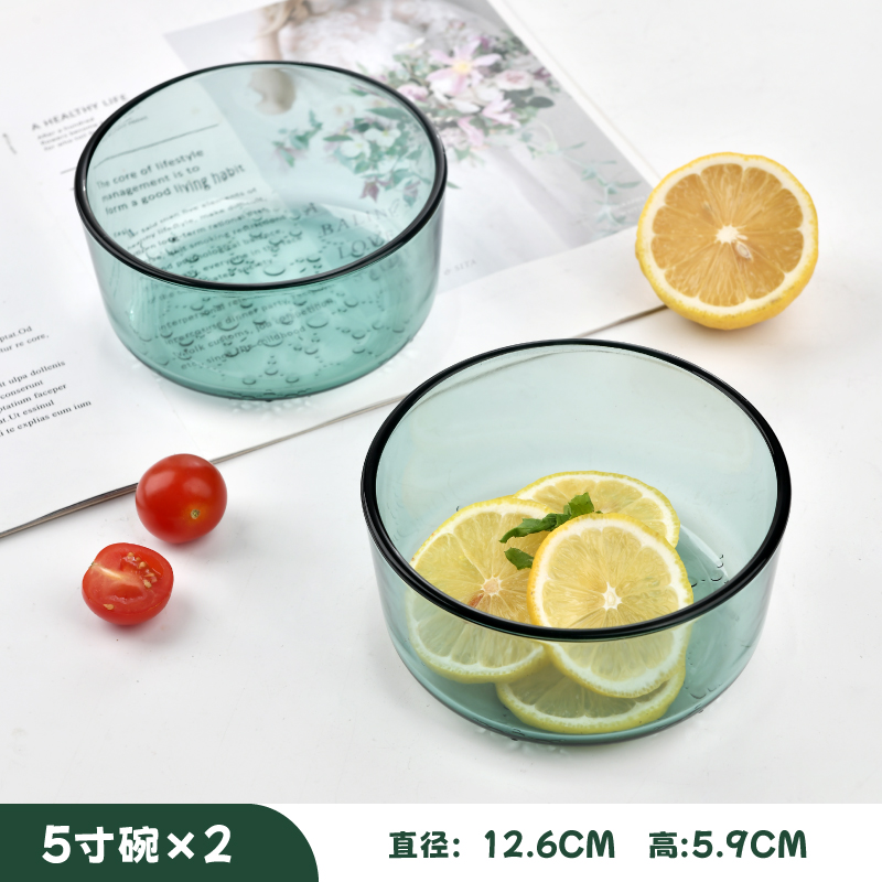 高太白（GTB）【2只装】5英寸湖绿色碗2025新款玻璃碗耐高温餐具套装