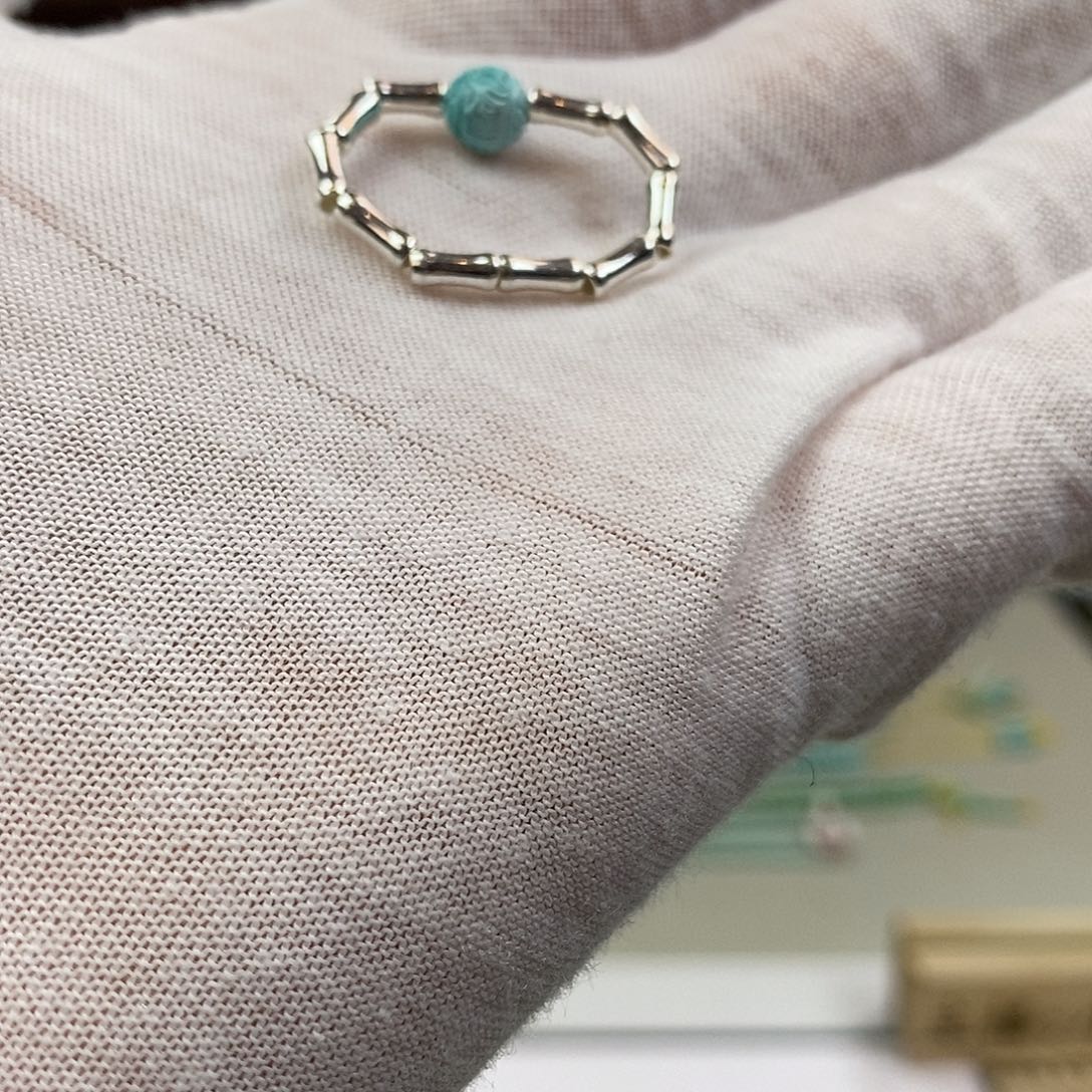 绿松石戒圈银S925镶嵌