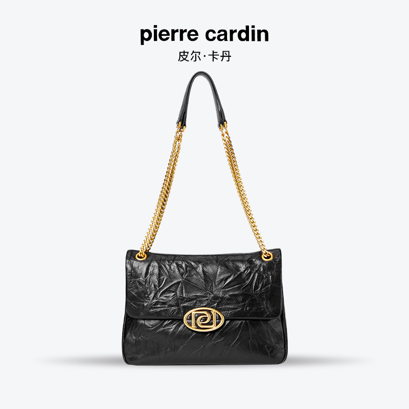 皮尔卡丹小众链条包时尚耐磨百搭方包简约风斜挎包牛皮小香风女包