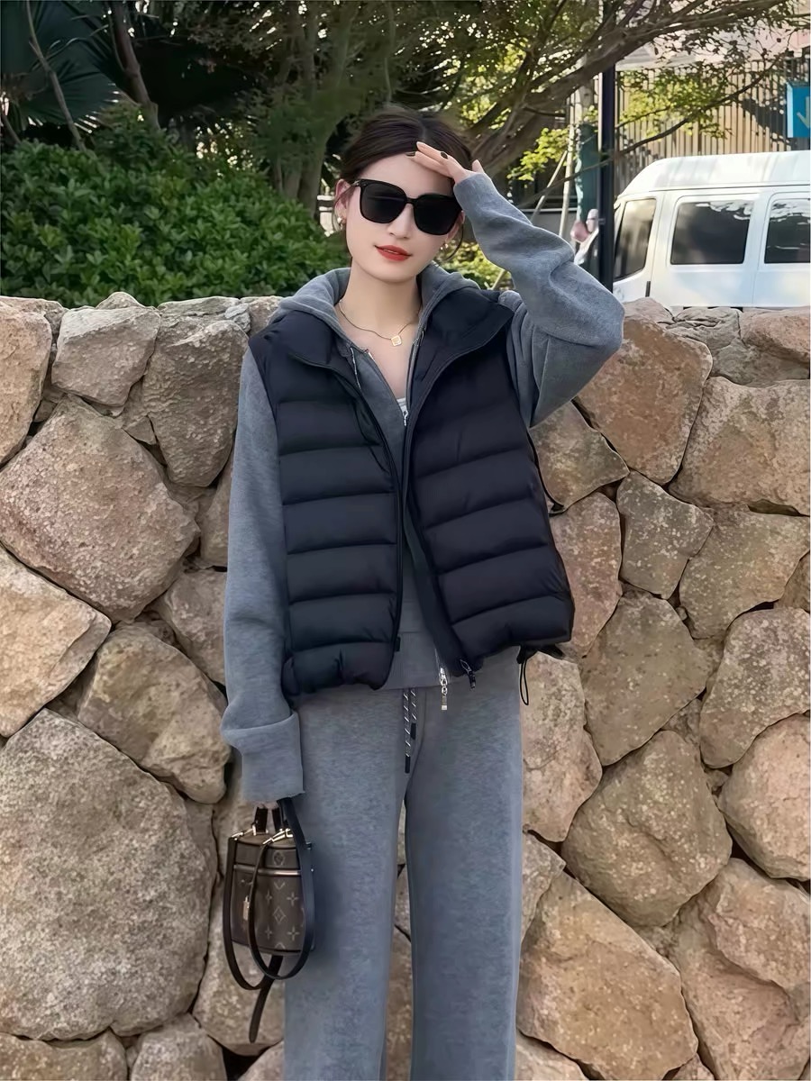 预编码586短款马甲女装修身百搭时尚通勤休闲新抽绳宽松秋冬保暖