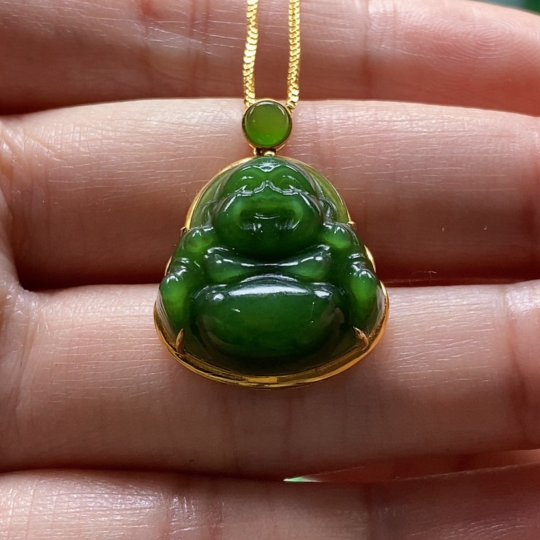 和田玉颈饰18K金镶嵌