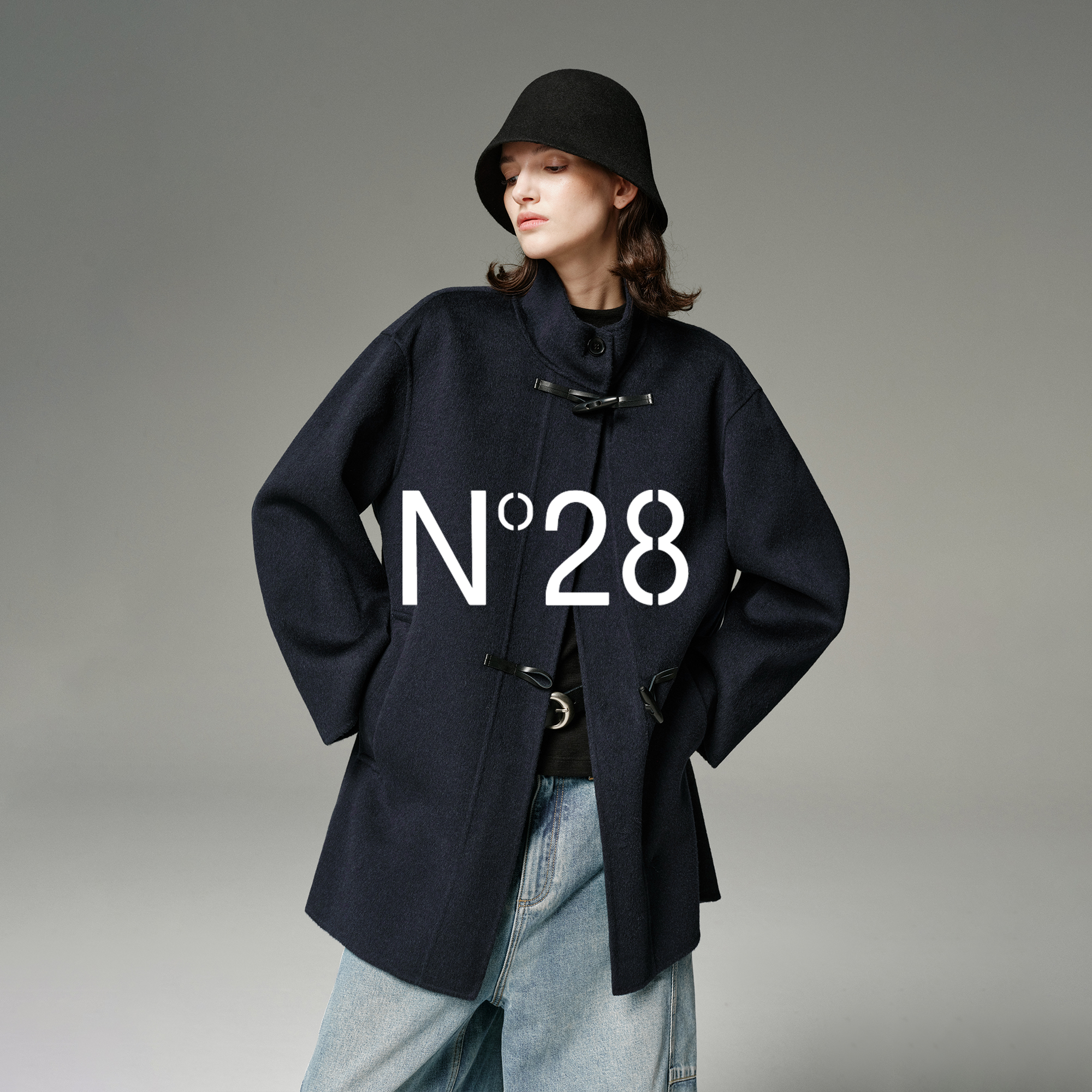 【YOKI专享】 N°28山羊绒双面呢大衣女牛角扣毛呢外套8855A1D525