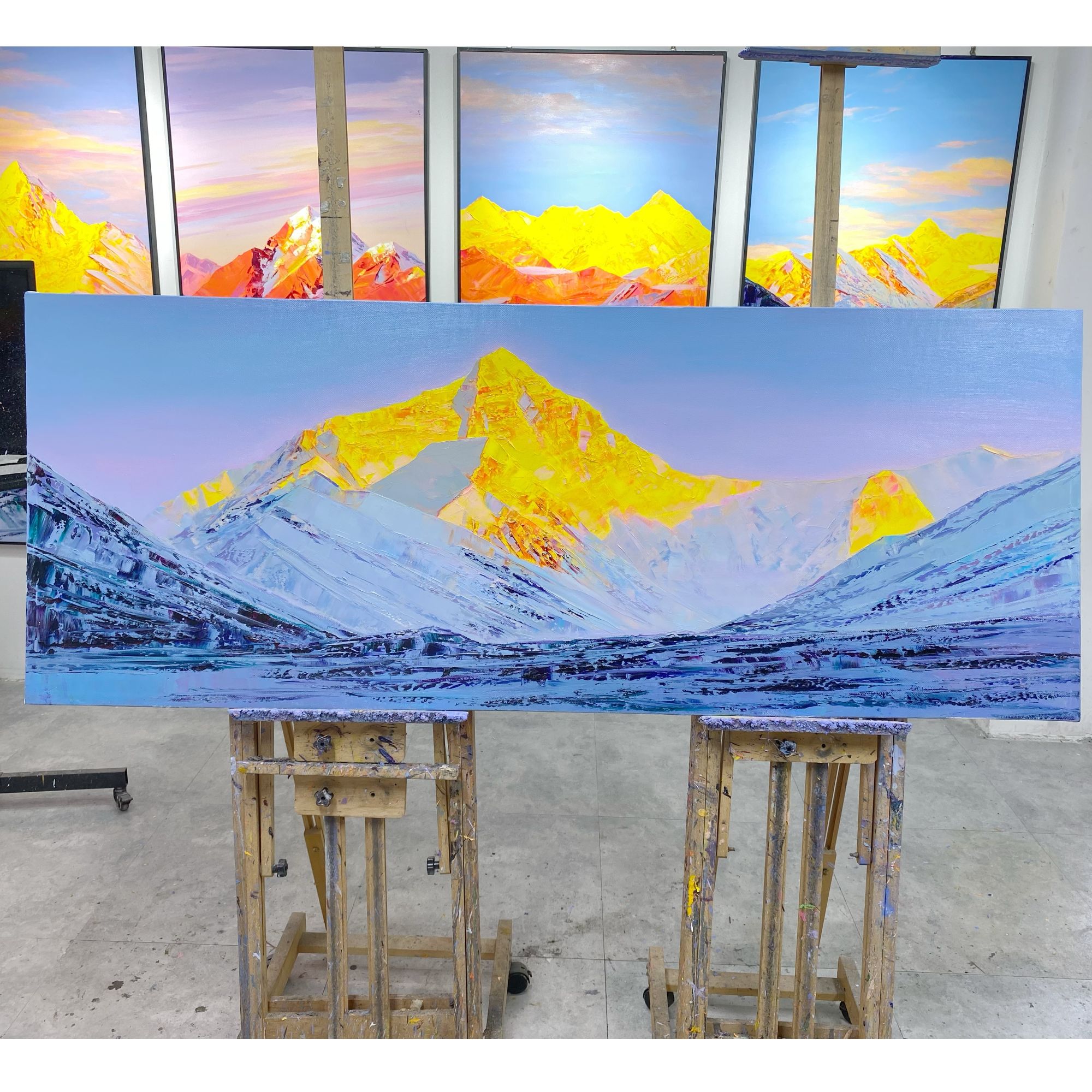 日照金山/油画/珠穆朗玛峰/画芯70x180cm