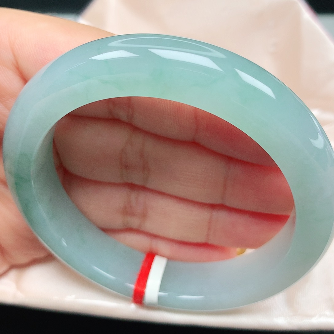 未镶嵌手镯翡翠13冰胶蓝细腻