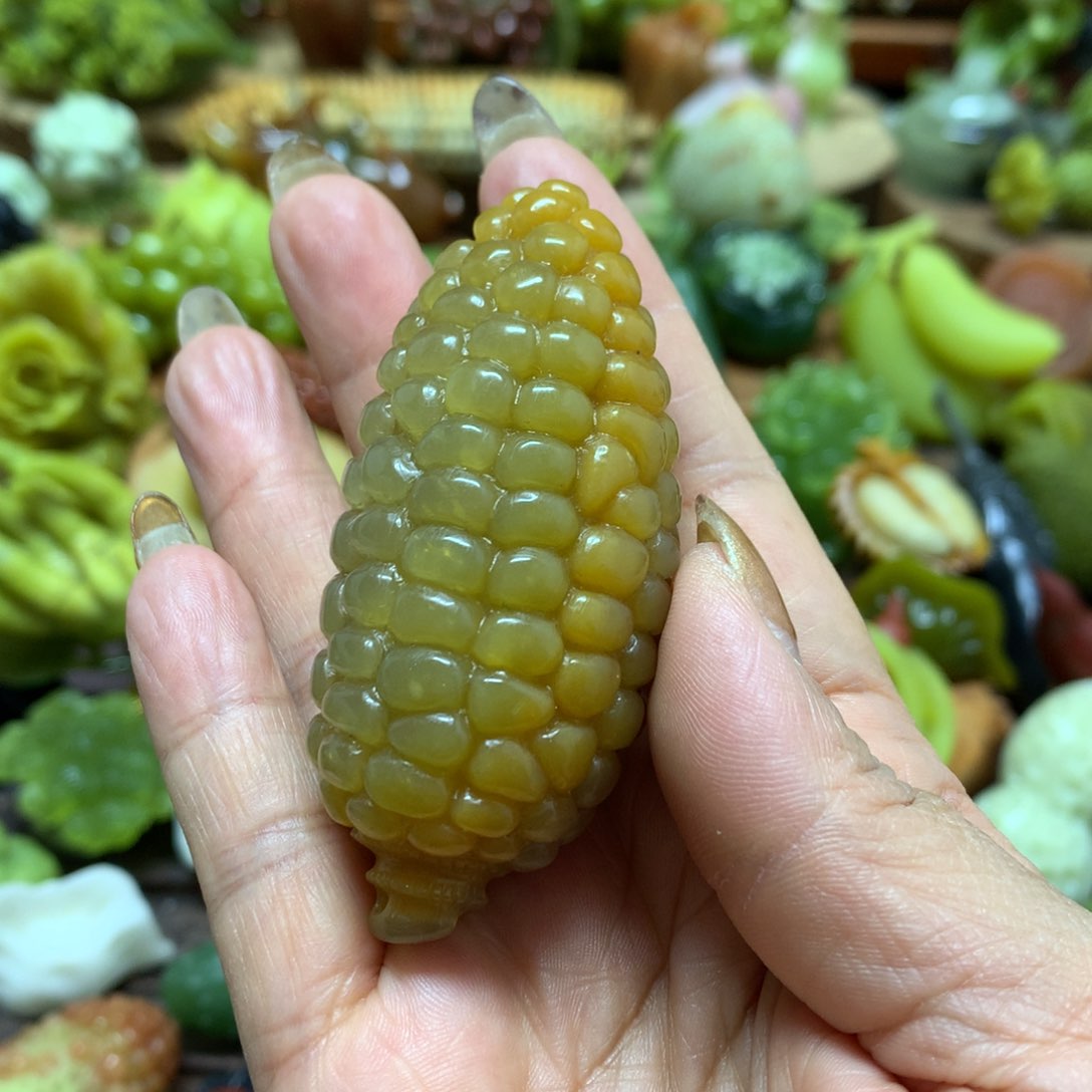 未镶嵌蛇纹石玉手把小***乖