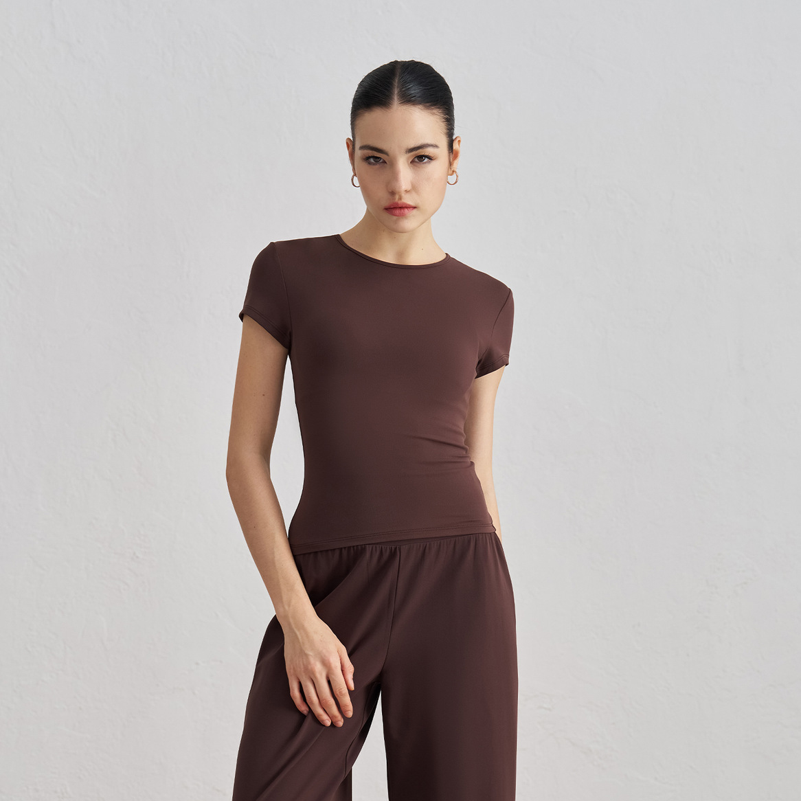 【阳离子裸感】D4-2008瑜伽服短袖休闲运动收腰修身透气T恤上衣女