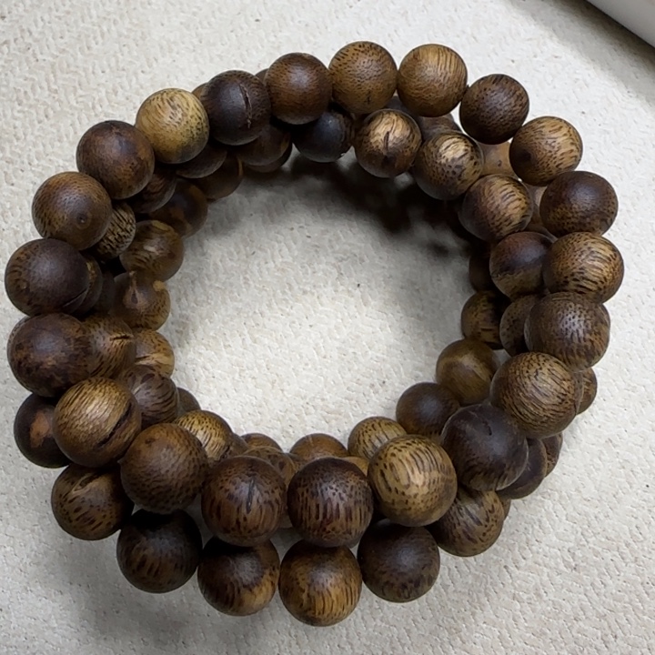 沉香沉香木制品奇楠沉香圆珠单圈0.9-自然裂多样性发一条