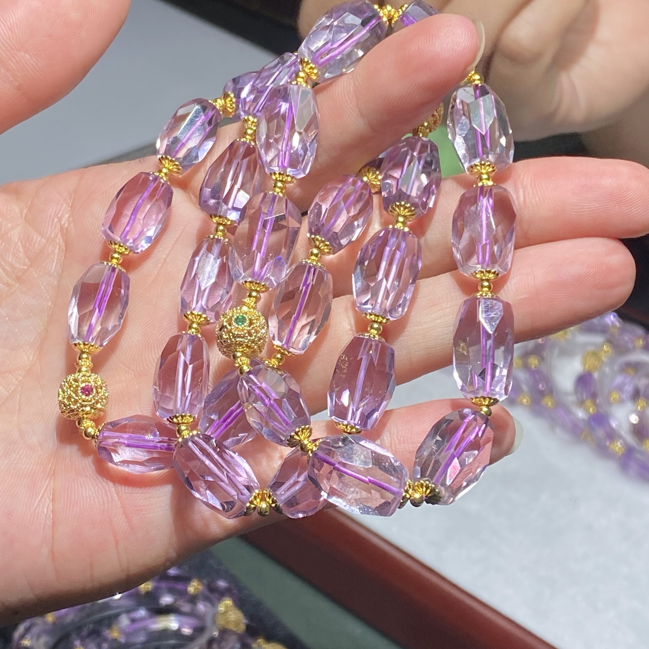 切面紫晶DIY手串旺事业招财女款随不定型手链单圈（多样性发其一）