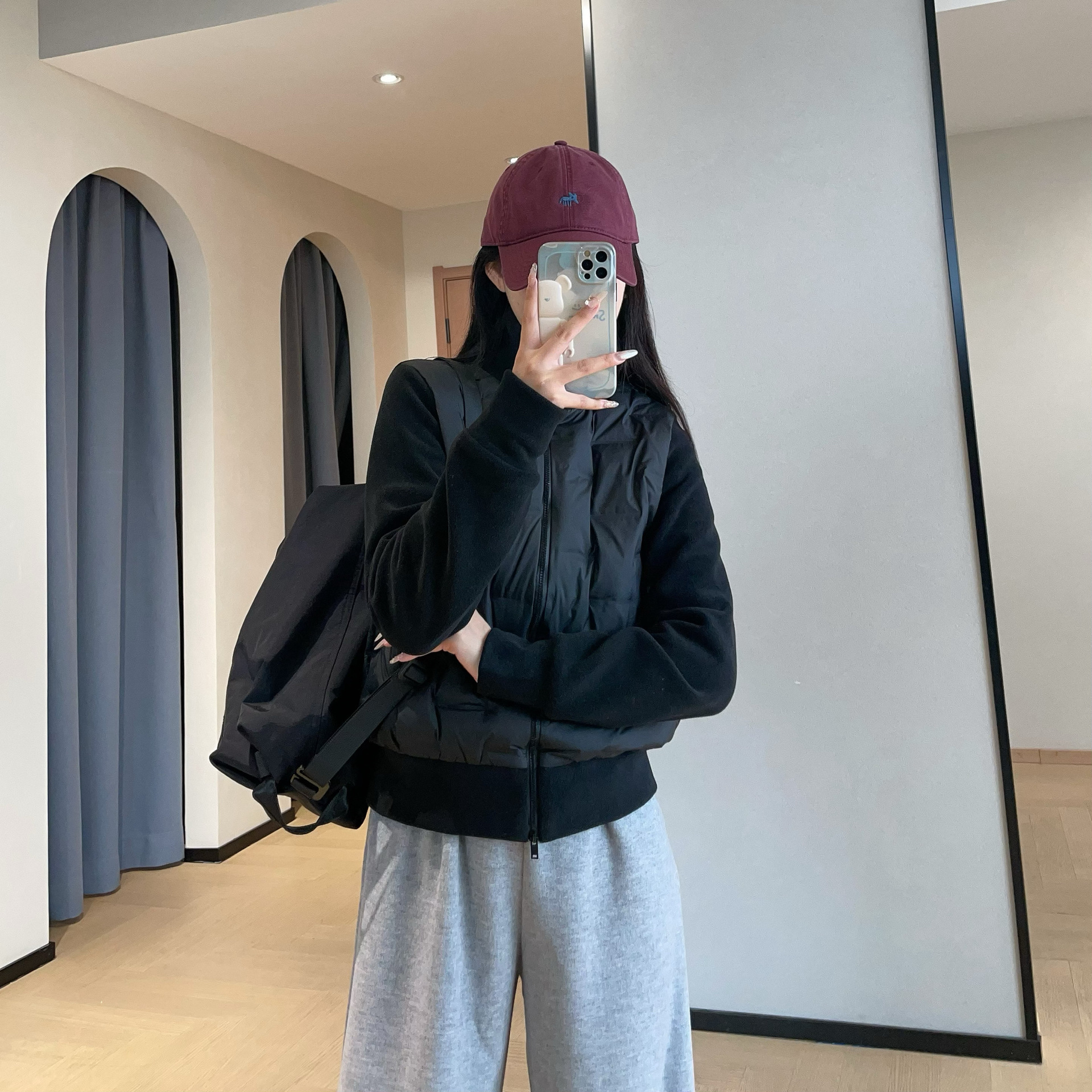 1 轻暖出行摇粒绒拼接90白鸭绒羽绒服短款休闲外套2025秋款